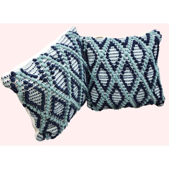 Allen + Roth Blue/White Throw Pillow Set 14"x14" Decorative Accent Cushions READ - Picture 1 of 7